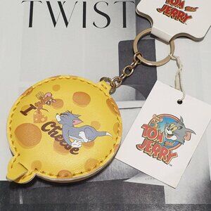 Tom And Jerry Round Mirror Key Chain Keyring Handbag Purse Charm Accessory Gift